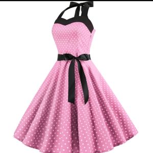 Pink polka dot retro rockabilly dress
